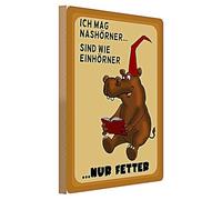 Plaque humoristique en bois de rhinocéros | « J'aime les rhinocéros... sont comme des licornes, seulement plus gros » | Décoration pour la maison et le bureau | 30 cm x 40 cm