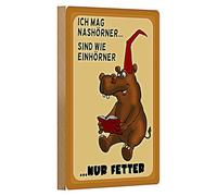 Plaque humoristique en bois de rhinocéros | « J'aime les rhinocéros... sont comme des licornes, seulement plus gros » | Décoration pour la maison et le bureau | 12 cm x 18 cm