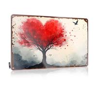 Plaque humoristique en étain avec inscription « Love In Bloom : A Heart Shape Tree'S Tale » - Décoration de bar - 30 x 40 cm
