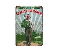 Plaque humoristique en étain « Weed Support Your Local Farmer » - Plaque en étain - Pour jardin, ferme, pub, café, bar, bar, salon, cuisine - 20,3 x 30,5 cm