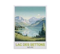Plaque humoristique en métal，Affiche de voyage vintage du lac des Settons dans la Nièvre，Décoration murale d'intérieur pour cuisine, boulangerie, café, bar, ferme, restaurants, café(30x40cm）-BT30