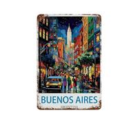 Plaque humoristique en métal，Buenos Aires Argentine，Décoration murale d'intérieur pour cuisine, boulangerie, café, bar, ferme, restaurants, café(15x30cm）6x12 inch-N66