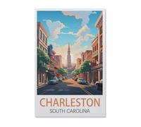 Plaque humoristique en métal，Charleston Caroline du Sud，Décoration murale d'intérieur pour cuisine, boulangerie, café, bar, ferme, restaurants, café(30x40cm）12x16 inch-AA86