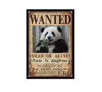 Plaque humoristique en métal Panda In Dangours Wanted