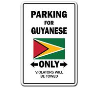 Plaque humoristique en métal « Parking For Guyanese Only Guyana Flag » - 20,3 x 30,5 cm