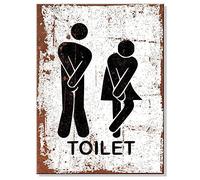 Plaque humoristique en métal pour toilettes - Convient aux plaques métalliques de signalisation des toilettes pour hommes et femmes - 20,3 x 30,5 cm