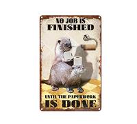 Plaque humoristique en tôle rétro avec inscription en allemand « Otter-No job is finished »,Plaque en métal vintage personnalisée, WC,Décoration de salle de bain (Otter-No job is finished)