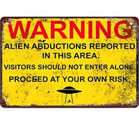 Plaque humoristique rétro en métal avec inscription « Area 51 » « Warning Alien Abduction Man » - Décoration murale de bars, chambres, restaurants, garage, maison, cafés et bars - Utilisation en