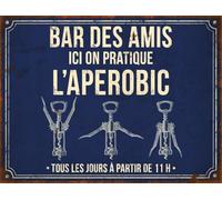 Plaque Ici on pratique l'apérobic en aluminium humour rigolo fun 15x20 cm