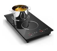 Plaque Induction 2 Feux 3000W,Domino Plaque De Cuisson Électrique 30Cm Encastrable Et Pose Libre,Réchaud Avec Minuterie Et Alerte