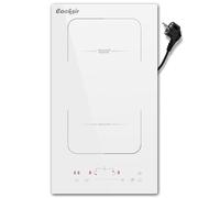 Plaque Induction 2 Feux Prise, Cooksir Verre Céramique Blanc, Plaque de Cuisson Deux Feux Encastrable 29cm, 3500Watts, Zone Combinée, 220V, 16A-Fiche Plaque électrique