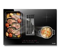 Plaque Induction 4 Feux avec Hotte Aspirante 135W, Table de Cuisson à Induction Encastrable 77CM, 6400W, Zone Flexible, Minuterie, Boost, Verrouillage de Sécurité, 220V, Cooksir Induktionskochfeld