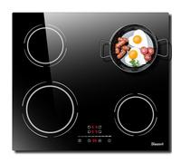 Plaque Induction 4 Feux Encastrable 6400W, Plaque de Cuisson Induction 220V, Plaque Electrique 60cm, Fonction Pause, 9 Niveaux, Contrôle tactile, Minuterie, Fonction Anti-Touch, Noir