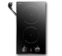 Plaque Induction avec Boutons, Hobsir Plaque de Cuisson électrique avec Prise, Double Zones Table de Cuisson Encastrable 30CM, Commande à Boutons, Table Cuisson 2 Foyers, Prise électrique, 230V