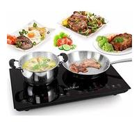 Nutrichef Plaque à Induction Double 120V - Plaque Portable en Céramique avec Verrouillage Sécurité Enfants - Compatible Inox - 2 Foyers Chauffants - Facile à Transporter et Nettoyer
