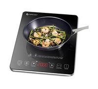 Plaque Induction Portable, 2000W avec corps mince, 10 niveaux de puissance, 10 réglages de température, minuterie de 3 heures, Bord argenté