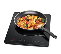 Plaque Induction Portable, IsEasy Table de Cuisson Electrique 1 Feux, 2100W, 28cm, Boosters, Minuterie, Arrêt Auto, Verrou Enfants, Noir