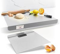 Plaque Inox Cuisine en acier Inoxydable, Planche a Decouper Inox, Protege Plan de Travail Cuisine avec bord d'arrêt, Planche à Pétrir Inox pour Pain et Pizza(Hauteur 2cm) (60x60cm)