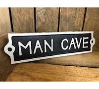 Plaque Inscription "Man Cave" en Fonte Panneau Mural Porte Portail Garage Jardin Style Antique Noir