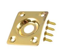 Plaque jack rectangulaire pour guitare électrique style Tele, compatible avec les Paul - Chrome/noir/or, finition métal, 36,8 x 28,8 mm, avec 4 vis