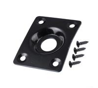 Plaque jack rectangulaire pour guitares électriques de style Les Paul Tele, prise de sortie en métal avec 4 vis, 36,8 x 28,8 mm, chrome noir doré (noir)