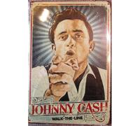 Plaque Johnny Cash Walk The Line 2 Chemise Blanche Tole 30x20 Cm Deco Affiche Pub Musique