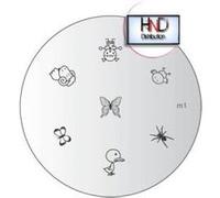 Plaque konad m96 - french manucure trompe l'oeil x4 et motifs de coeurs G