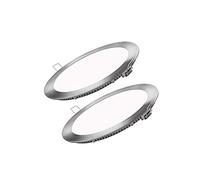Plaque LED SuperSlim Ronde 20W (Pack 2) Downlight LED Cadre Argent Blanc Froid 6000k-6500k