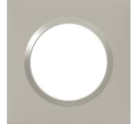Legrand - Plaque carrée dooxie 1 poste finition plume mat avec bague plume brillante (gris)