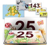 Plaque Lexan numéro et adresse maison décorative - pour rue, garage, porte, et boite aux lettres - collection papillon : 2 lignes personnalisables