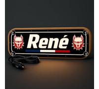 Plaque lumineuse camion personnalisé STICK OLIVIER® - Plaque personnalisée camion Eclairage blanc froid avec Prénom/Surnom & Logos [ Decoration cabine camion ]