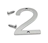 Plaque Maison 3D Acier Inoxydable NuméRos 0-9 5cm avec Vis MéTal Poli Brillant NuméRique éTiquette Porte NuméRo pour BoîTe Aux Lettres Rue Adresse Signes IntéRieur ExtéRieur 2 Pouces, Antirouille (2)