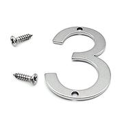 Plaque Maison 3D Acier Inoxydable NuméRos 0-9 5cm avec Vis MéTal Poli Brillant NuméRique éTiquette Porte NuméRo pour BoîTe Aux Lettres Rue Adresse Signes IntéRieur ExtéRieur 2 Pouces, Antirouille (3)