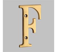 Plaque Maison Flottante 3D Chiffres Laiton Massif 4 Pouces 10cm Lettre Dorée Numéro Moderne Porte Appartement Alphabet Numérique Boîte Aux Lettres Adresse Extérieure Extérieures Montage à Vis (F)