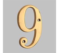 Plaque Maison Flottante 3D Chiffres Laiton Massif 4 Pouces 10cm Lettre Dorée Numéro Moderne Porte Appartement Alphabet Numérique Boîte Aux Lettres Adresse Extérieure Extérieures Montage à Vis (9)