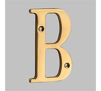 Plaque Maison Flottante 3D Chiffres Laiton Massif 4 Pouces 10cm Lettre Dorée Numéro Moderne Porte Appartement Alphabet Numérique Boîte Aux Lettres Adresse Extérieure Extérieures Montage à Vis (B)