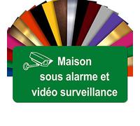 Plaque Maison Sous Alarme Et Vidéosurveillance Autocollante - Plaque De Maison PVC Adhésive 10 x 5 cm - 21 Couleurs Disponibles (Vert)