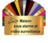 Plaque Maison Sous Alarme Et Vidéosurveillance Autocollante - Plaque De Maison PVC Adhésive 10 x 5 cm - 21 Couleurs Disponibles (Or Brillant)