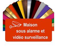Plaque Maison Sous Alarme Et Vidéosurveillance Autocollante - Plaque De Maison PVC Adhésive 10 x 5 cm - 21 Couleurs Disponibles (Orange)