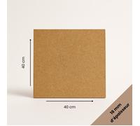 Plaque MDF brute 40x40 cm (400x400 mm) - Épaisseur 16 mm - Découpe bois rectangulaire pour bricolage, déco, maquette, DIY