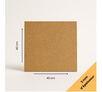 Plaque MDF brute 40x40 cm (400x400 mm) - Épaisseur 3 mm - Découpe bois rectangulaire pour bricolage, déco, maquette, DIY