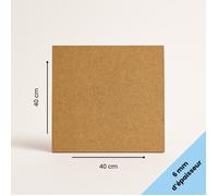 Plaque MDF brute 40x40 cm (400x400 mm) - Épaisseur 6 mm - Découpe bois rectangulaire pour bricolage, déco, maquette, DIY