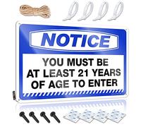 Plaque meilleure œuvre d'art étanche, impression rétro funky pour café, pub | étain pré-percé avec inscription « You Must Be At least 21 years of age » (20 x 30 cm)