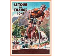Plaque Metal 1948 Tour De France Vélo Course Paris France Vintage Travel Art Affiche en Métal Drôle Poster Aluminium Rétro Wall Sticker pour Café Bar Garage 20x30 cm