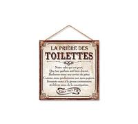 Plaque métal à suspendre Prière des toilettes 20 cm