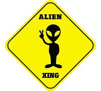 Plaque Metal Alien Crossing Classics Plaque en Tôle Aux Intempéries Décoration Murale pour Restaurant Pub Jardin S