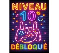 Plaque Métal Anniversaire Enfant Garçon ou Fille 10 Ans - “Niveau 10 Débloqué” - Déco Murale Gamer Effet Néon Rétro - Cadeau Geek Humoristique. (15x20cm)