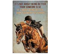 Plaque Métal Athlète Équestre Il Ne S'Agit Pas D'Être Meilleur Que Quelqu'un D'Autre Cowboy Plaque Murales Étain Signes pour Cour Bureau Garage Salle De Bain S