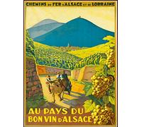 Plaque Metal Au Pays du Bon Vin D' Alsace France Vintage French Travel Métal Mur Affiche Vintage Plaque Étain Signe Unique Wall Sticker pour Café Bar Chambre 20x30 cm
