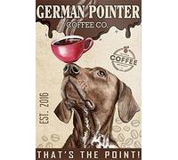 Plaque Metal Café pour Chien Braque Allemand À Poil Court Métal Mur Affiche Drôle Mural Plaque Décorative Wall Sticker pour Chambre Café Garage S